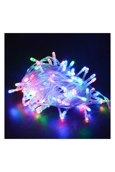 Karışık Renkli Işıklı Yılbaşı Ağacı Işığı Yeni Yıl Led 10 Metre Kablolu Fişli 100 Ledli 8 Modlu - Resim 2