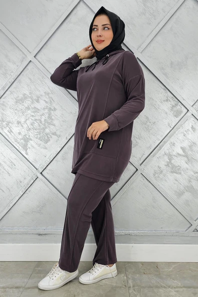 KADIN KAPÜŞONLU ARMA DETAYLI TESETTÜR TAKIM - Resim 2