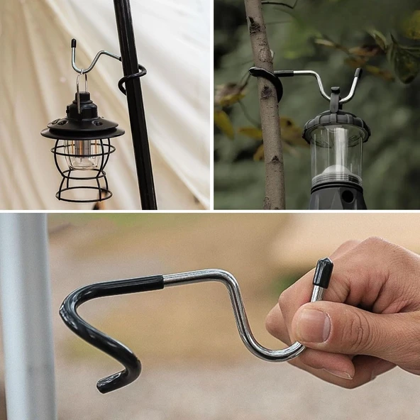 Northcity Kamp İçin Çok Fonksiyonlu SŞekilli Direk Askısı Kaymaz Pasnmaz Çelik Eşya Asma Kancası