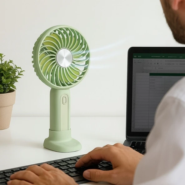 Northcity Masa Üstü Standlı USB ile Şarj Obilen 3 Ayarlı Fan Modlu Çanta Tipi El Fanı