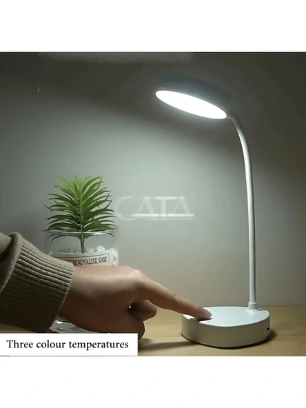 CATA Şarjlı Ledli BERLİN Masa Lambası BEYAZ 3 Renk Işık Abajur (Beyaz 6500k / Kırık Beyaz 4000k / Günışığı (Sarı)3200k) - 3