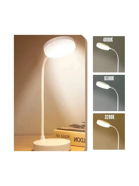 CATA Şarjlı Ledli BERLİN Masa Lambası BEYAZ 3 Renk Işık Abajur (Beyaz 6500k / Kırık Beyaz 4000k / Günışığı (Sarı)3200k)