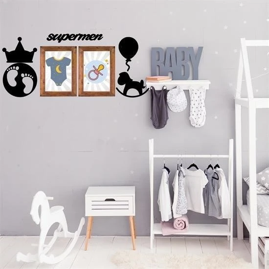 Northcity DECO103 Supermen Dekoratif Duvar Süsü Tablo Aksesuar Ahşap Tasarım Hediye Pano Sticker Seti - 7