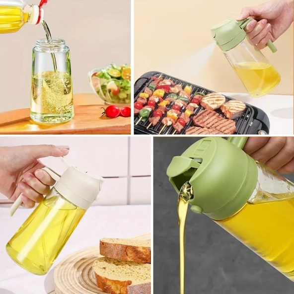 Northcity 2si 1arada Yağ Dökücü ve Spreyli Yağdanlık Cam Yağ Püskürtücü - Resim 3