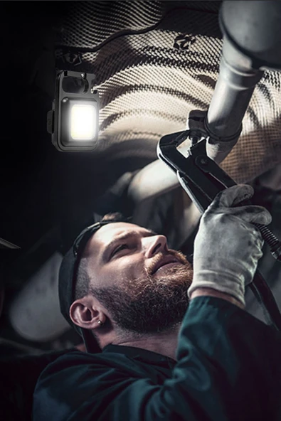 Northcity Anahtarlıklı AçacaklıGüçlü Mıknatıslı 3 Farklı Led Modlu Mini Boy Asıbilen Led Kamp AydıntmasıEl Feneri - 8