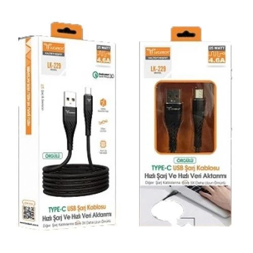 lucatech lk-229 type-c örgü hizli şarj ve data kab ürün görseli