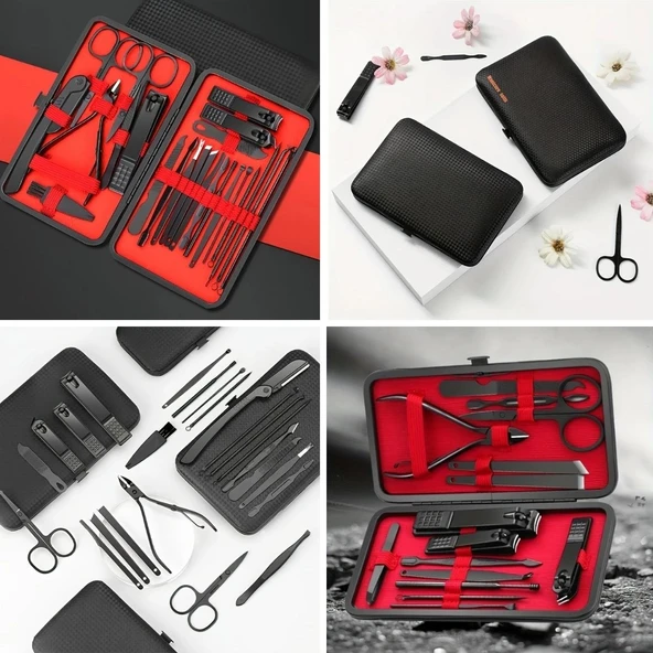 Northcity 24 Parça Kendiliğinden Deri Çantalı Seyahat Tipi Manikür Pedikür Seti - 3