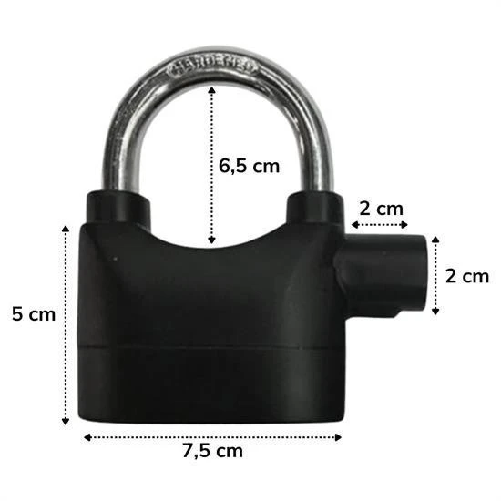 Northcity Desibel Siyah Armlı Çok Fonksiyonlu Ekstra Güvenlikli Kare Asma Dop Kilidi - 3
