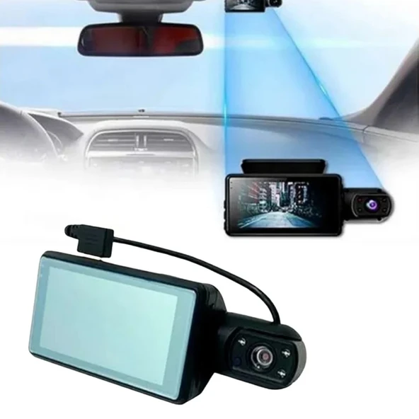 Northcity İçi Dışı Çift Lensli WiFi Kamera 1080P HDGece Görüşlü GSensörlü DVR Dashcam - 2