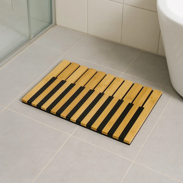 Doğal Bambu Kaymaz Zeminli Banyo Paspası – Suya Dayanıklı Ahşap Banyo Matı BR-6702 ürün görseli