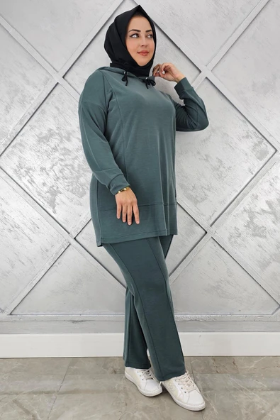KADIN KAPÜŞONLU ARMA DETAYLI TESETTÜR TAKIM - Resim 5