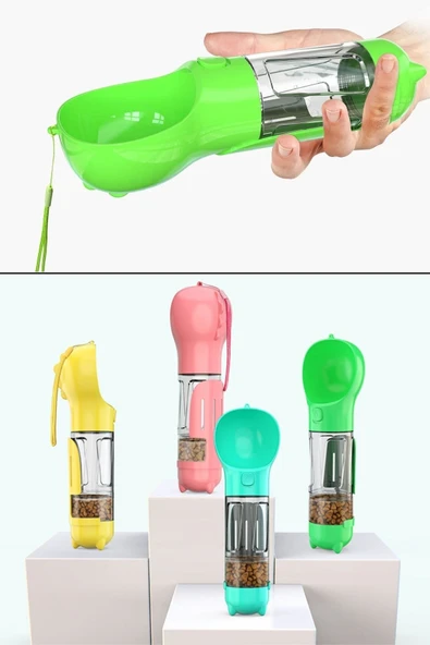 Northcity Taşınabilir Hazneli Mama Kaplı Kaka Poşetli KediKöpek Suluğu300ml - Resim 8