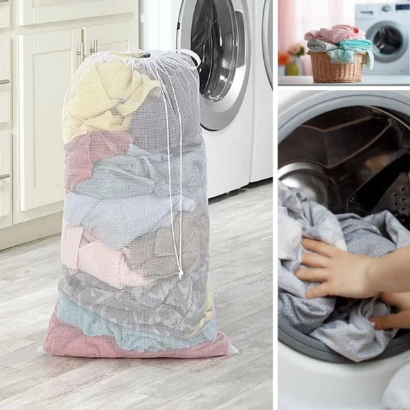 Northcity Büyük Boy File Çamaşır Torbası 80x100 cm Hassas Yıkama Filesi Yorgan Perde Nevresim Yıkama Torbası - Resim 2