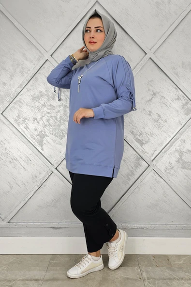 KADIN KOLU AKSESUAR DETAYLI TESETTÜR TUNİK - Resim 4