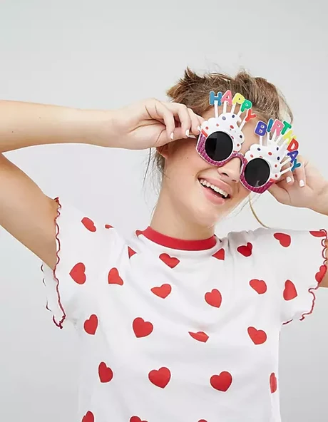 Happy Birthday Yazılı Beyaz Fuşya Renk Parti Gözlüğü 12x7 cm - 3