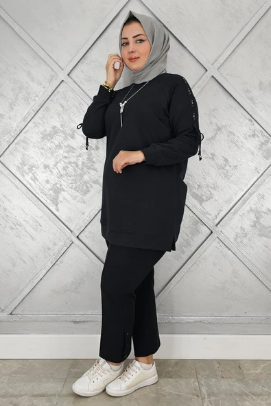 KADIN KOLU AKSESUAR DETAYLI TESETTÜR TUNİK - Resim 6