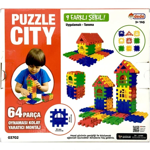 Puzzle City 3D Yapı ve Tasarım Blokları 64 Parça - 5