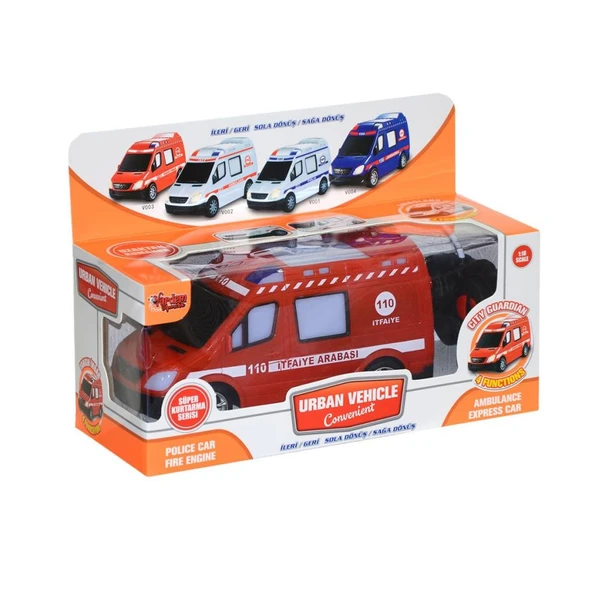 V001-2 V3 V004  Kumandalı Sesli Işıklı Polis Arabası-Jandarma-Ambulans-İtfaiye 1:18 - Resim 2