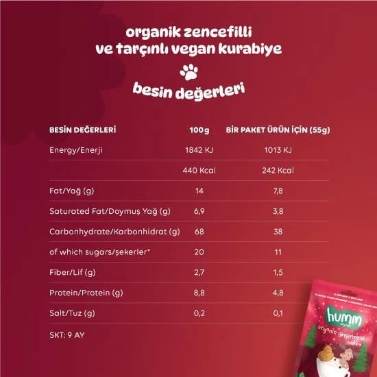 Organik Zencefilli ve Tarçınlı Vegan Kurabiye 55 Gr - Resim 5