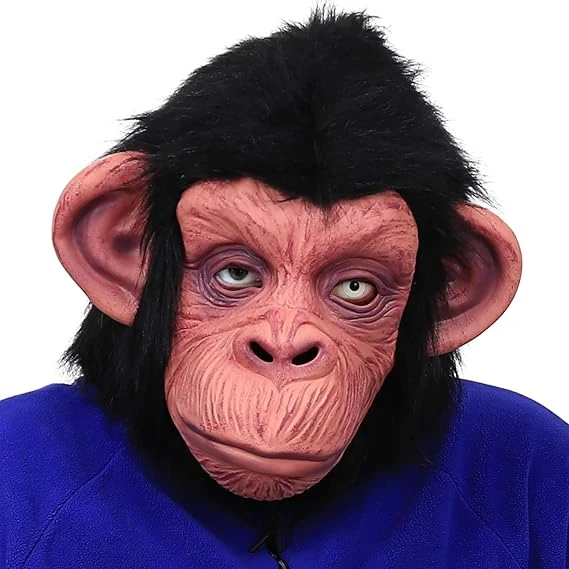 Siyah Saçlı Kafaya Tam Geçmeli LateNessiWorld Şempanze Maskesi - LateNessiWorld NessiWorldmun Orangutan Goril Maske Et Maske - Resim 3