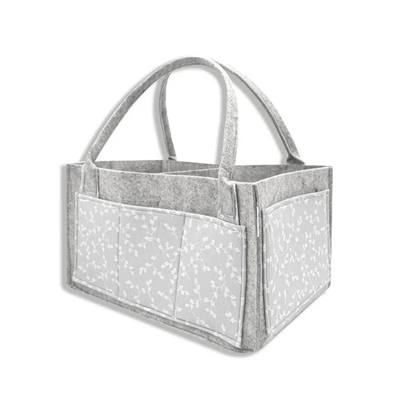 NessiWorld Keçe Anne Bebek Bakım Çantası 772 Gri Çiçek ürün görseli 1