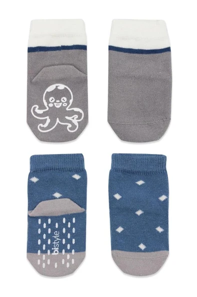 NessiWorld Hayvan Figürlü Kaymaz Erkek Soket Çorap 2'Li BS10119 İndigo - Resim 2