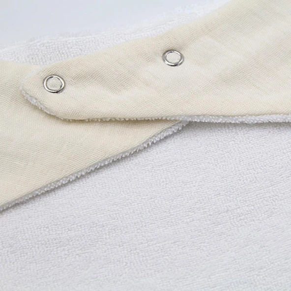 Ahşap Diş Kaşıyıcılı Bürümcük Müslin Önlük 736 Ekru - Resim 5