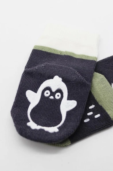 NessiWorld Hayvan Figürlü Kaymaz Erkek Soket Çorap 2'Li BS10119 Antrasit - 3