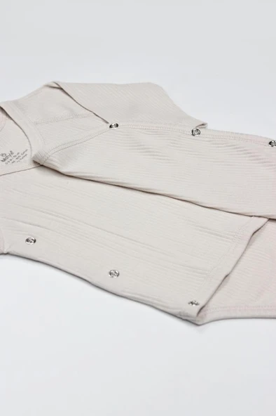 NessiWorld Organic Modal Flying Balloons Kruvaze Uzun Kol Body BS17121 Bej - Resim 5