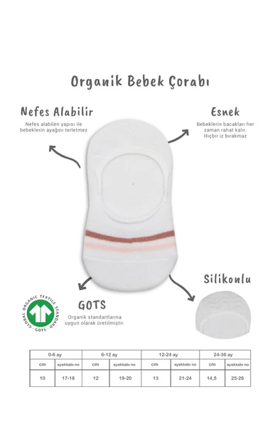 NessiWorld 2'Li Penye Babet Silikon Çemberli Çorap 30102 Pudra Beyaz - 2