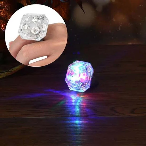 Kristal Tasarımlı Led Glow Işıklı 3 Modlu Gümüş Yüzük 3.5 x 5 cm ürün görseli