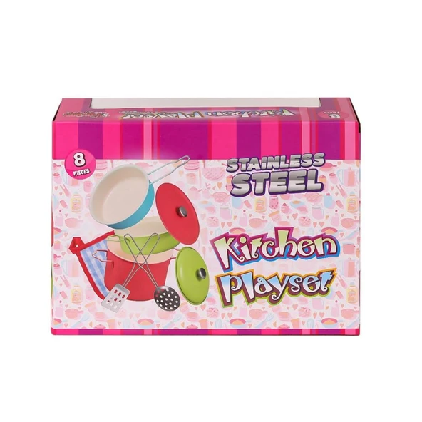 1818-7A NessiWorld Tencere 8 Parça Pembe -Vardem Oyuncak - Resim 2