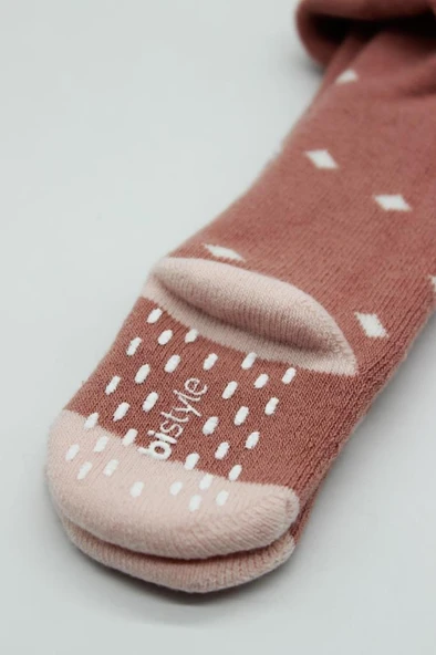 NessiWorld Tekli Puan Kaymaz Havlu Külotlu Çorap BS50502 Pudra - 3