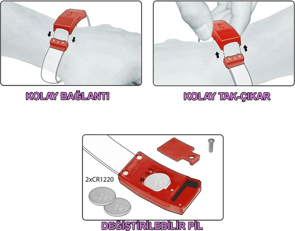Festival & Parti LED Bileklik 3 Farklı Mod Işıklı 1 Adet - Resim 3
