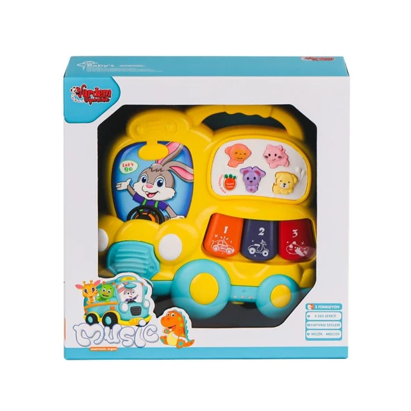 JLG-855-63A Işıklı ve Müzikli Otobüs Bebek Piano -Vardem Oyuncak - 2