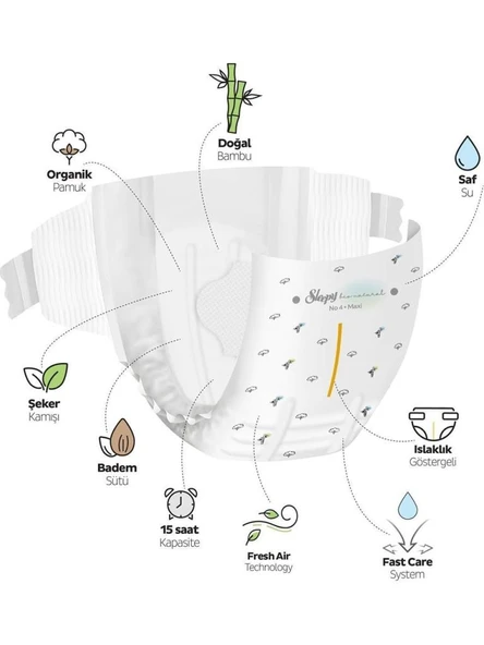 NessiWorld Bio Natural Bebek Bezi Gross Paket 7 Beden 20-30 Kg 100 Adet - 3