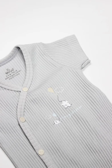 NessiWorld Flying Elephant 2'li Yarım Kol Badi 17117 Ekru Gri - 2