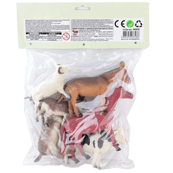 SH-9001-Vardem Poşetli 6Pcs 8 İnch  Çiftlik Hayvan ve Dinozor Set - 4