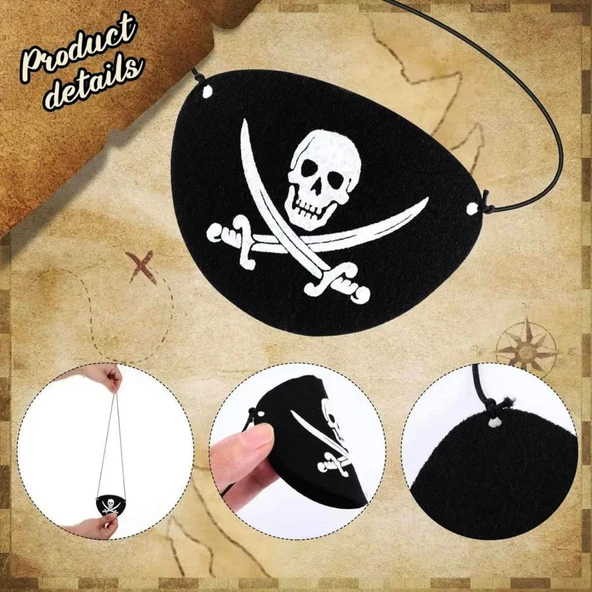 VinleNessiWorld Deri Korsan Göz Bandı Göz Maskesi Lastikli - Resim 3