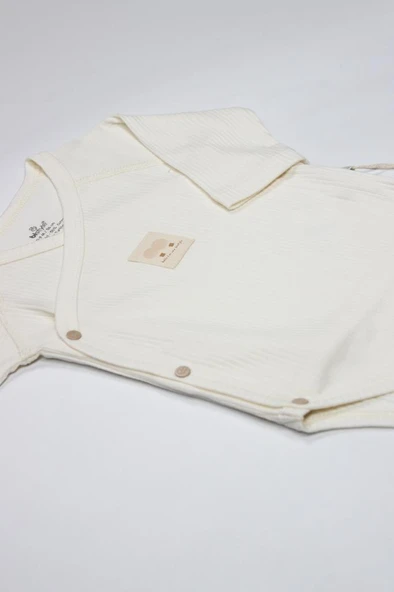 NessiWorld Organic Modal Flying Balloons Kruvaze Uzun Kol Body BS17121 Ekru - Resim 5