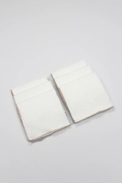 NessiWorld Organik 28x28 6'Lı Havlu Mendil 90105 Ekru - Resim 3