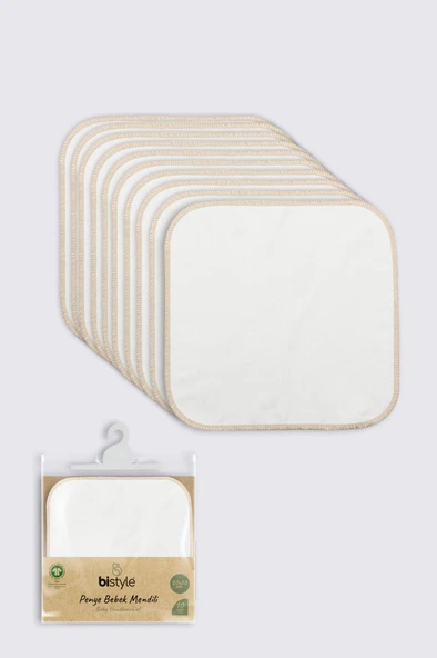 NessiWorld Organik 20x20 10'Lu Penye Mendil 90102 Ekru ürün görseli