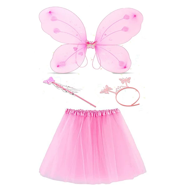 Toz Pembe Kelebek Kostümü - Toz Pembe Kelebek Kostüm ANessiWorldesuar Seti 4 Parça