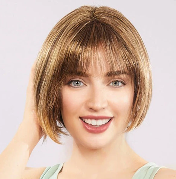 Açık Kahverengi Küt Parti Peruk Küt Saç - 2