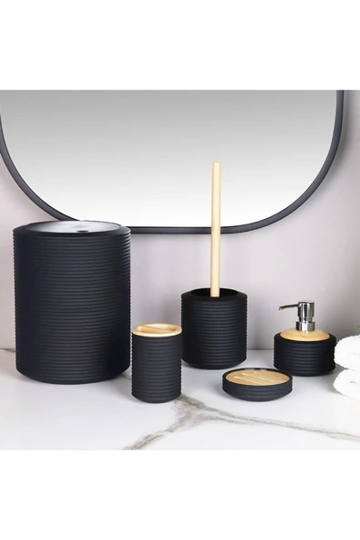 Arow Banyo Seti Zoey 5 Parça Akrilik Siyah Tr-4400 ürün görseli 1