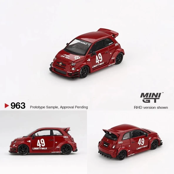 Mini Gt BL 963 LB-WORKS x Abas Works ABARTH 595 Red Fiat 500 1/64 Model Araba ürün görseli 1