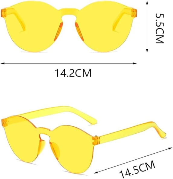 Sert Mika Oval Şekilli Çerçevesiz Sarı Gözlük Retro Parti 5x14 cm ürün görseli