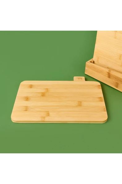 Arow 4'lü Stantlı Bambu Kesme Tahtası - Açık Kahverengi - Resim 4