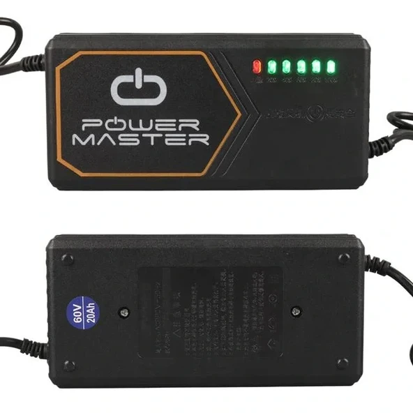 Powermaster Pm-31801 60 Volt - 20 Amper Iec C15 Dişi Uçlu Kapasite Göstergeli Elektrikli Bisiklet Şarj Akü Cihazı (adj16 - 2