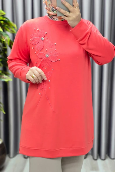 Kadın Giyim Büyük Beden Modal Çiçek Aplik Tunik ürün görseli